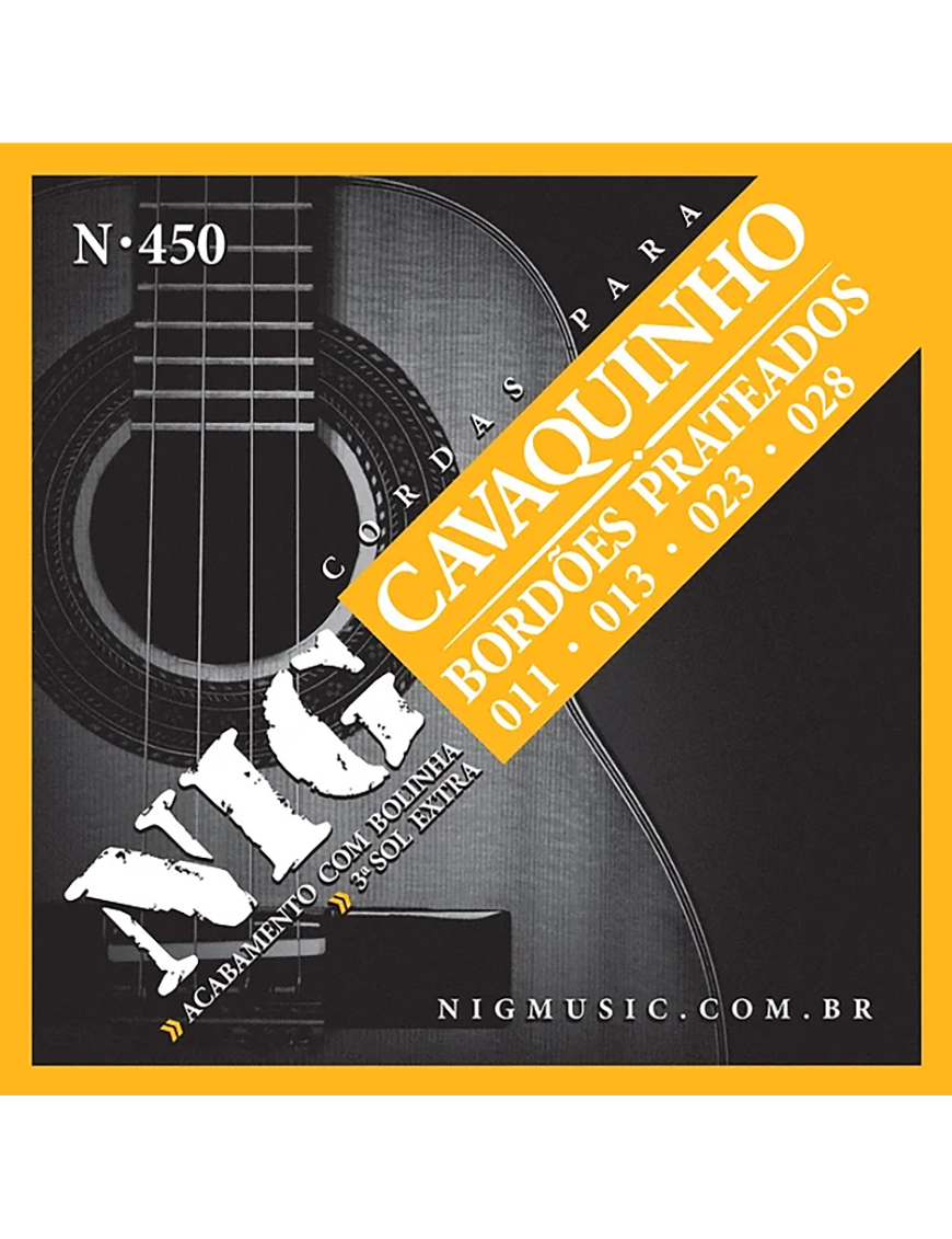 NIG® N-450 Cuerdas Cavaquinho 11-28 Acero Tensión Alta Ball End Extra: 1 Cuerda (3ra Sol)