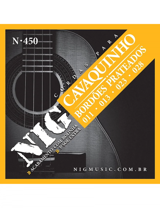 NIG® N-450 Cuerdas Cavaquinho 11-28 Acero Tensión Alta Ball End Extra: 1 Cuerda (3ra Sol)