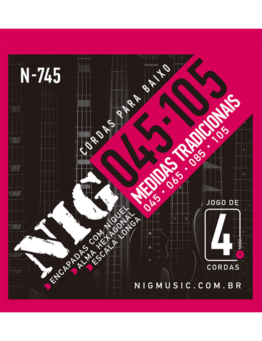 NIG® N-745 Cuerdas Bajo Eléctrico 4 Cuerdas 45-105 Acero Níquel