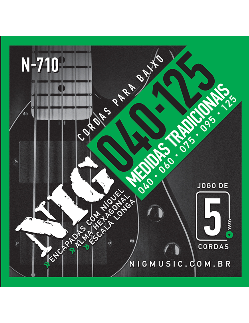 NIG® N-710 Cuerdas Bajo Eléctrico 5 Cuerdas 40-125 Acero Níquel