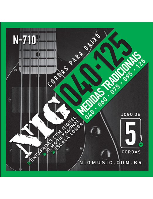 NIG® N-710 Cuerdas Bajo Eléctrico 5 Cuerdas 40-125 Acero Níquel