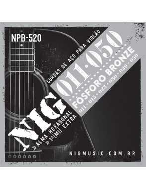 NIG® NPB-520 Cuerdas Guitarra Acústica Folk 6 Cuerdas 11-50 Fósforo Bronze Extra : 1 Cuerda (1ra) y 1 Uñeta