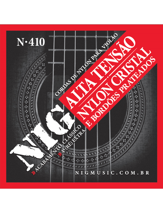 NIG® N-410 Cuerdas Guitarra Clásica Nylon 6 Cuerdas Tensión Alta 29-44 Extra : 1 Cuerda (4ta) y 1 Uñeta