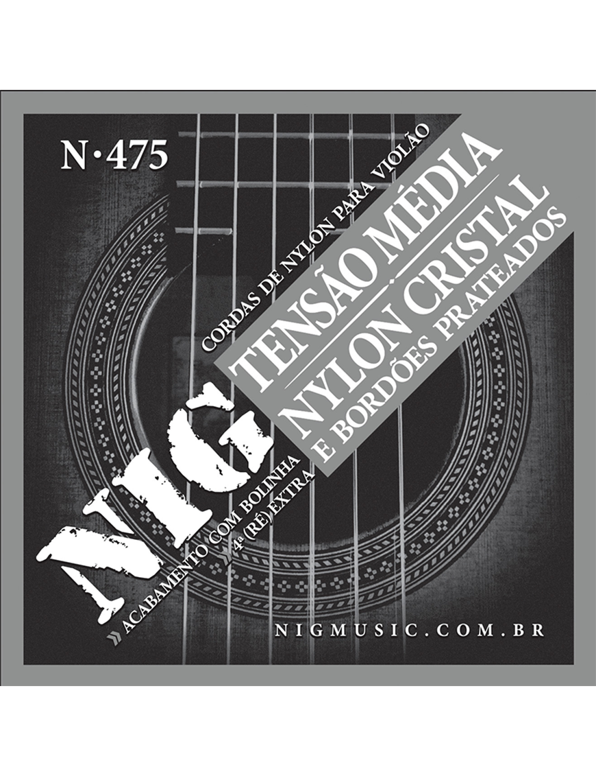 NIG® N-475 Cuerdas Guitarra Clásica Nylon 6 Cuerdas Ball End Tensión Media 28-43 Extra : 1 Cuerda (4ta) y 1 Uñeta