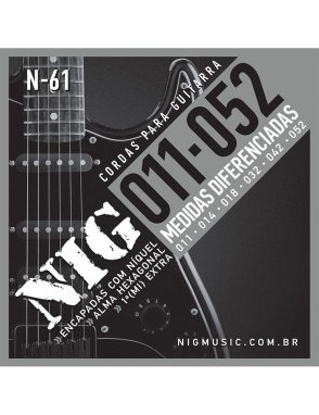 NIG® N-61 Cuerdas Guitarra Eléctrica 6 Cuerdas 11-52 Acero Níquel Extra : 1 Cuerda (1ra) y 1 Uñeta