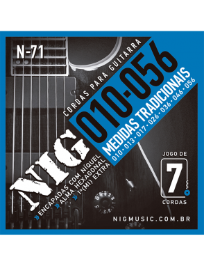 NIG® N-71Cuerdas Guitarra Eléctrica 7 Cuerdas 10-56 Acero Níquel Extra : 1 Cuerda (1ra) y 1 Uñeta