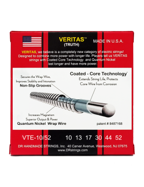 DR VERITAS™ VTE-10-52 Cuerdas Guitarra Eléctrica 6 Cuerdas 10-52 Big Heavy Extra: 3 Cuerdas