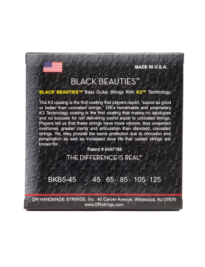 DR BLACK BEAUTIES™ BKB5-45 Cuerdas Bajo Eléctrico 5 Cuerdas Recubiertas 45-125 Medium