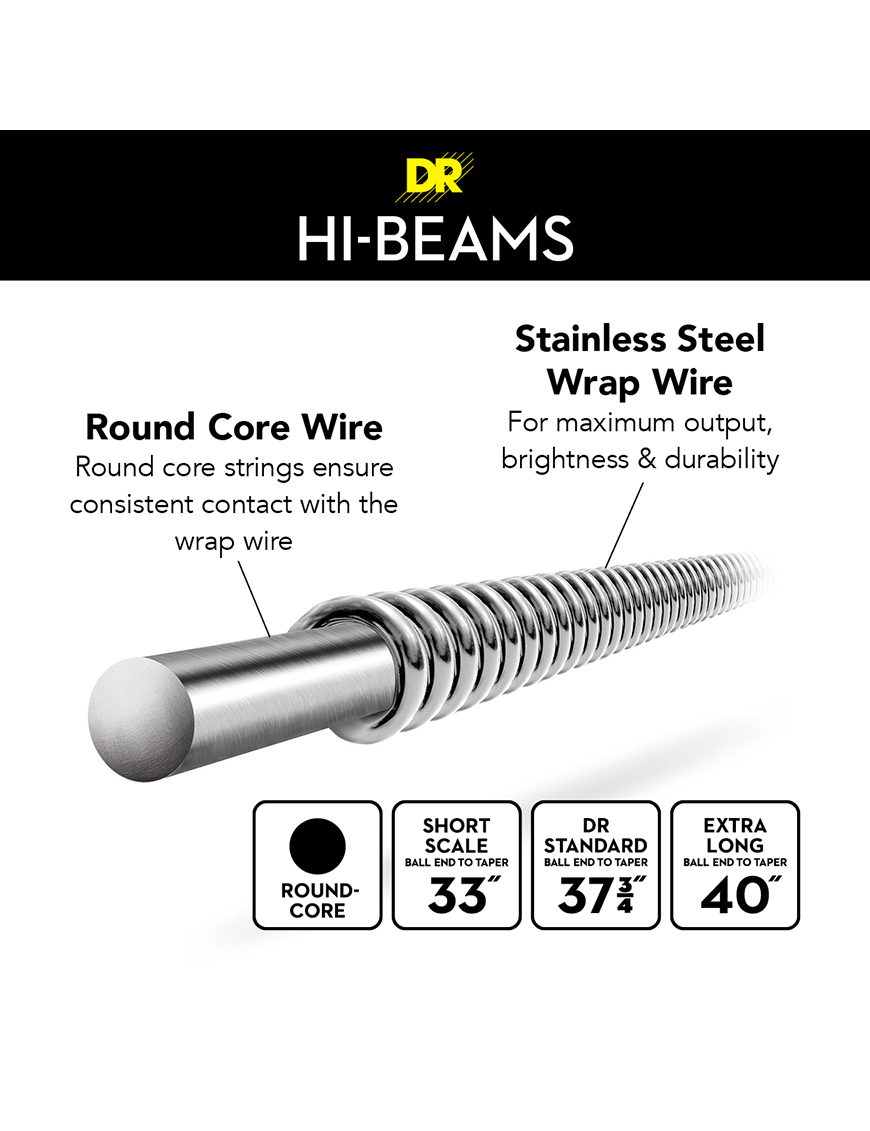 DR HI-BEAMS™ MR-45 Cuerdas Bajo Eléctrico 4 Cuerdas 45-105 Medium