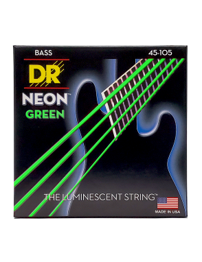 DR NEON™ NGB-45 Cuerdas Bajo Eléctrico 4 Cuerdas 45-105 Medium Color: Verde