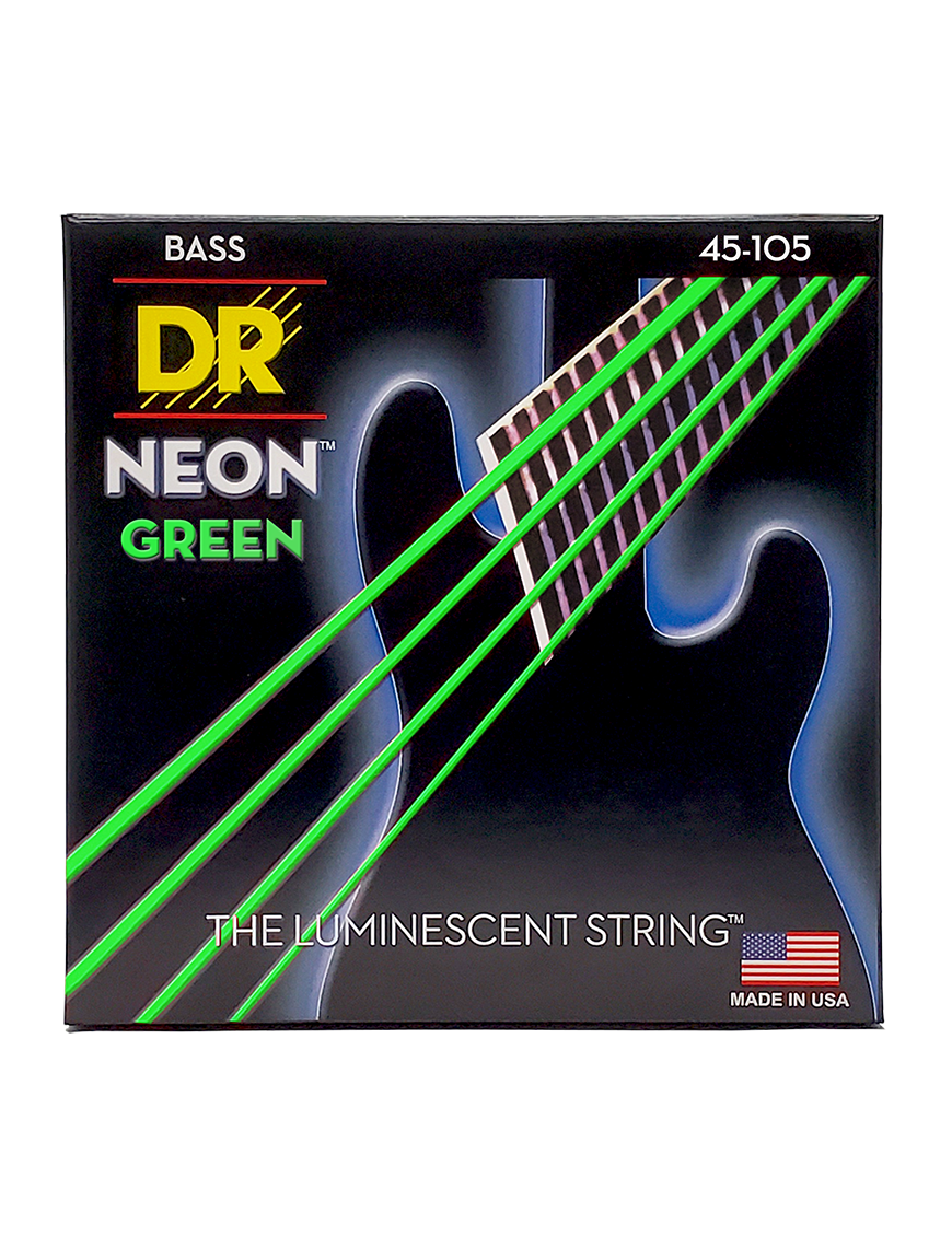 DR NEON™ NGB-45 Cuerdas Bajo Eléctrico 4 Cuerdas 45-105 Medium Color: Verde