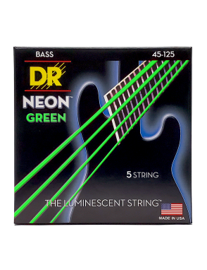 DR NEON™ NGB5-45 Cuerdas Bajo Eléctrico 5 Cuerdas 45-125 Medium Color: Verde