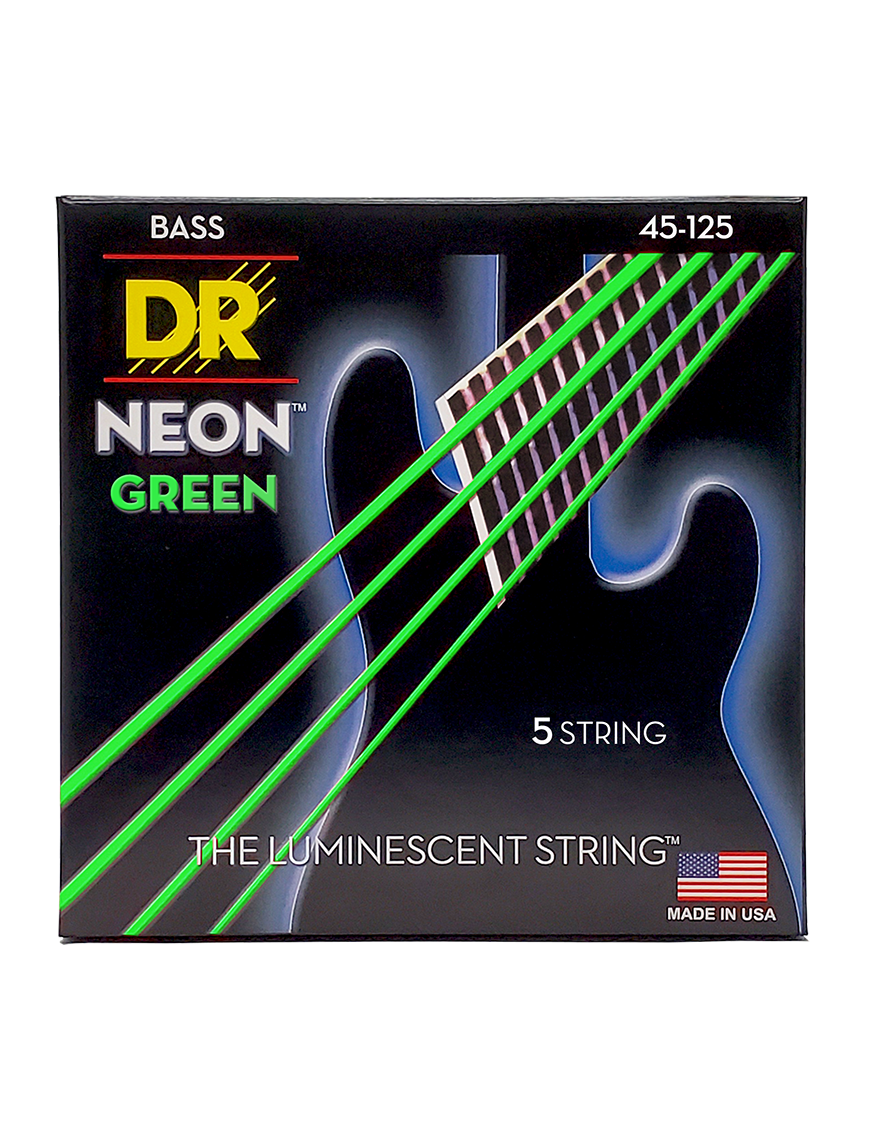 DR NEON™ NGB5-45 Cuerdas Bajo Eléctrico 5 Cuerdas 45-125 Medium Color: Verde
