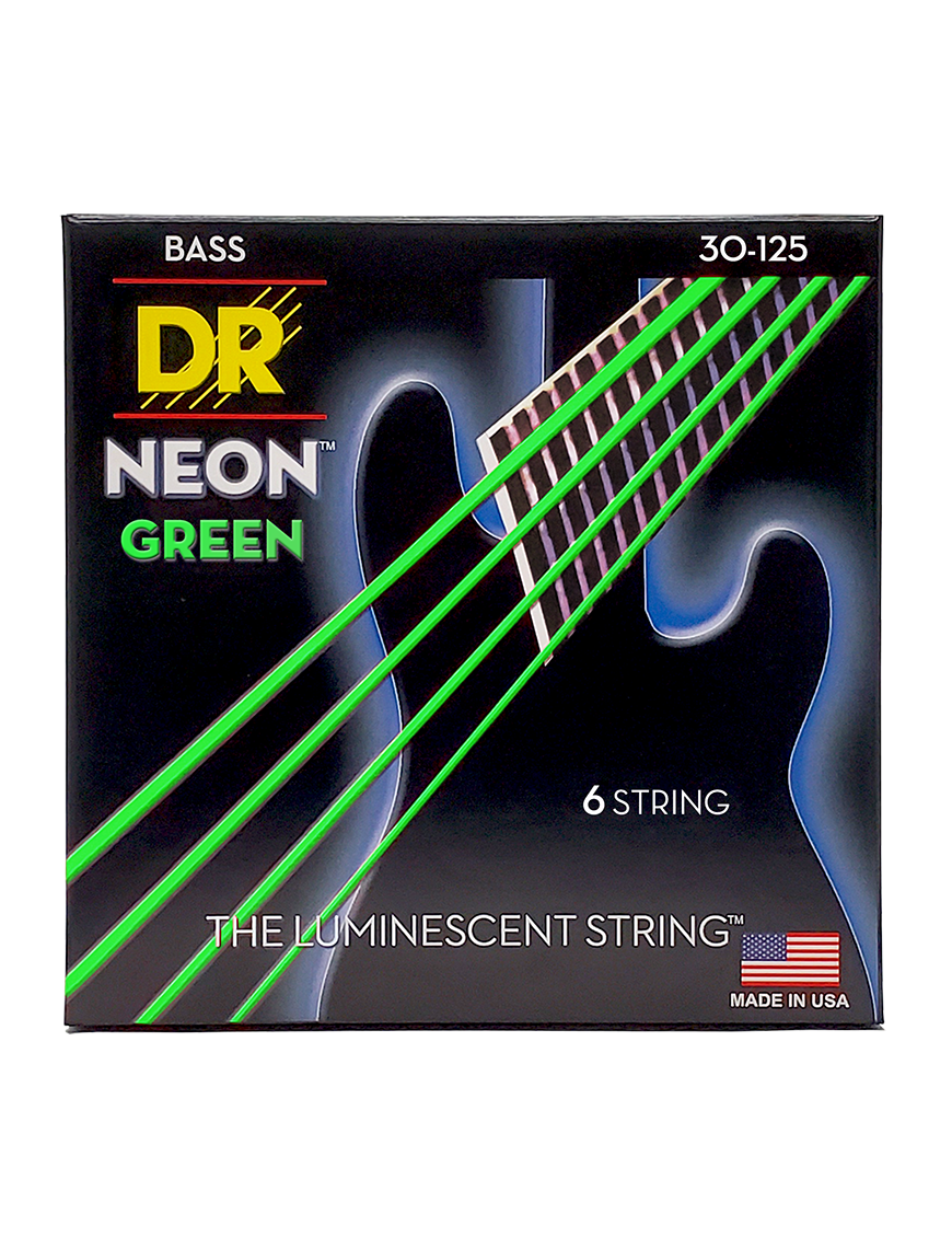 DR NEON™ NGB6-30 Cuerdas Bajo Eléctrico 6 Cuerdas Medium 30-125 Color: Verde