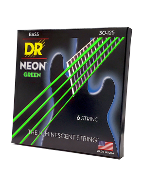 DR NEON™ NGB6-30 Cuerdas Bajo Eléctrico 6 Cuerdas Medium 30-125 Color: Verde