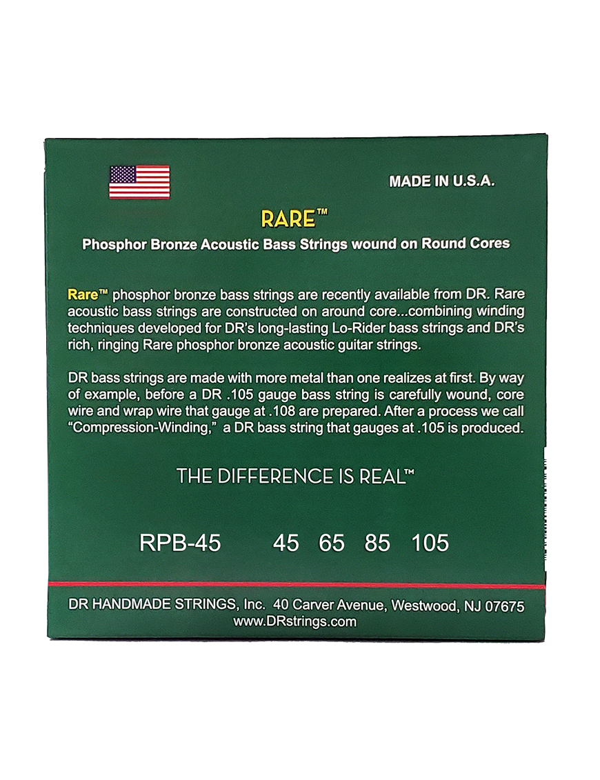 DR RARE™ RPB-45 Cuerdas Bajo Acústico 4 Cuerdas 45-105 Medium Phosphor Bronze
