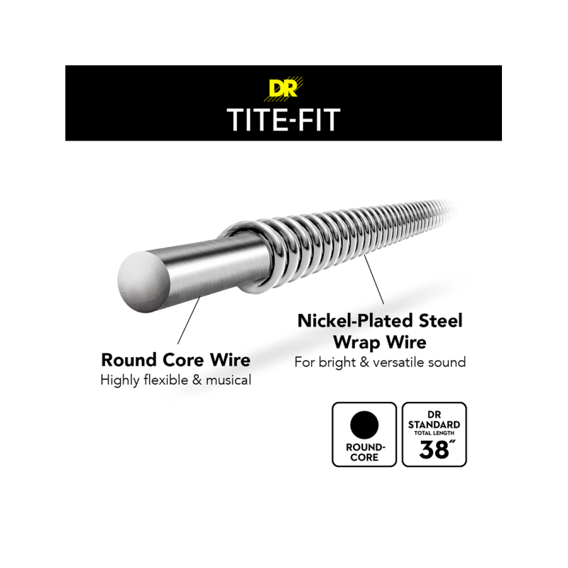 DR TITE-FIT™ LH-9 Cuerdas Guitarra Eléctrica 6 Cuerdas 9-46 Light-Heavy