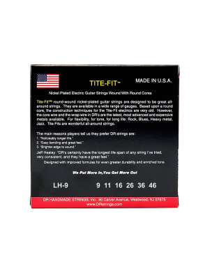 DR TITE-FIT™ LH-9 Cuerdas Guitarra Eléctrica 6 Cuerdas 9-46 Light-Heavy
