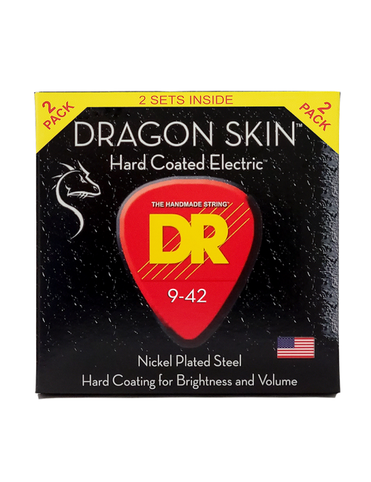 DR DRAGON SKIN™ DES2-9 Cuerdas Guitarra Eléctrica 6 Cuerdas Recubiertas 9-42 Light Pack: 2 Set