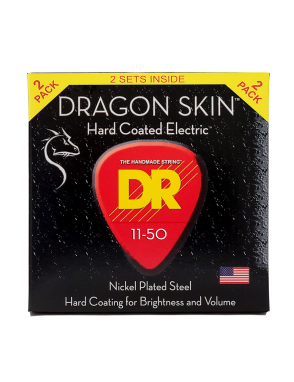 DR DRAGON SKIN™ DSE2-11 Cuerdas Guitarra Eléctrica 6 Cuerdas Recubierta 11-50 Recubierta Heavy Pack: 2 Set
