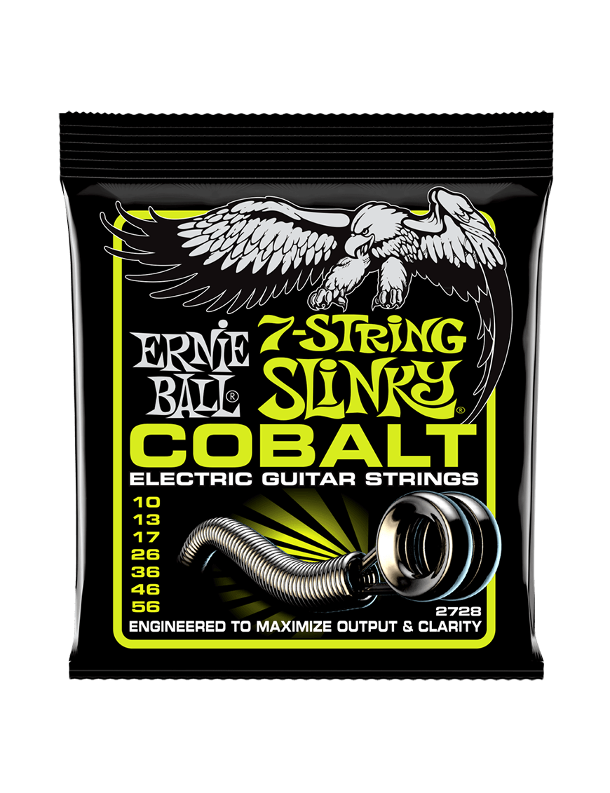 Ernie Ball® 2728 10-56 Cobalt Slinky® Cuerdas Guitarra Eléctrica 7 Cuerdas Regular