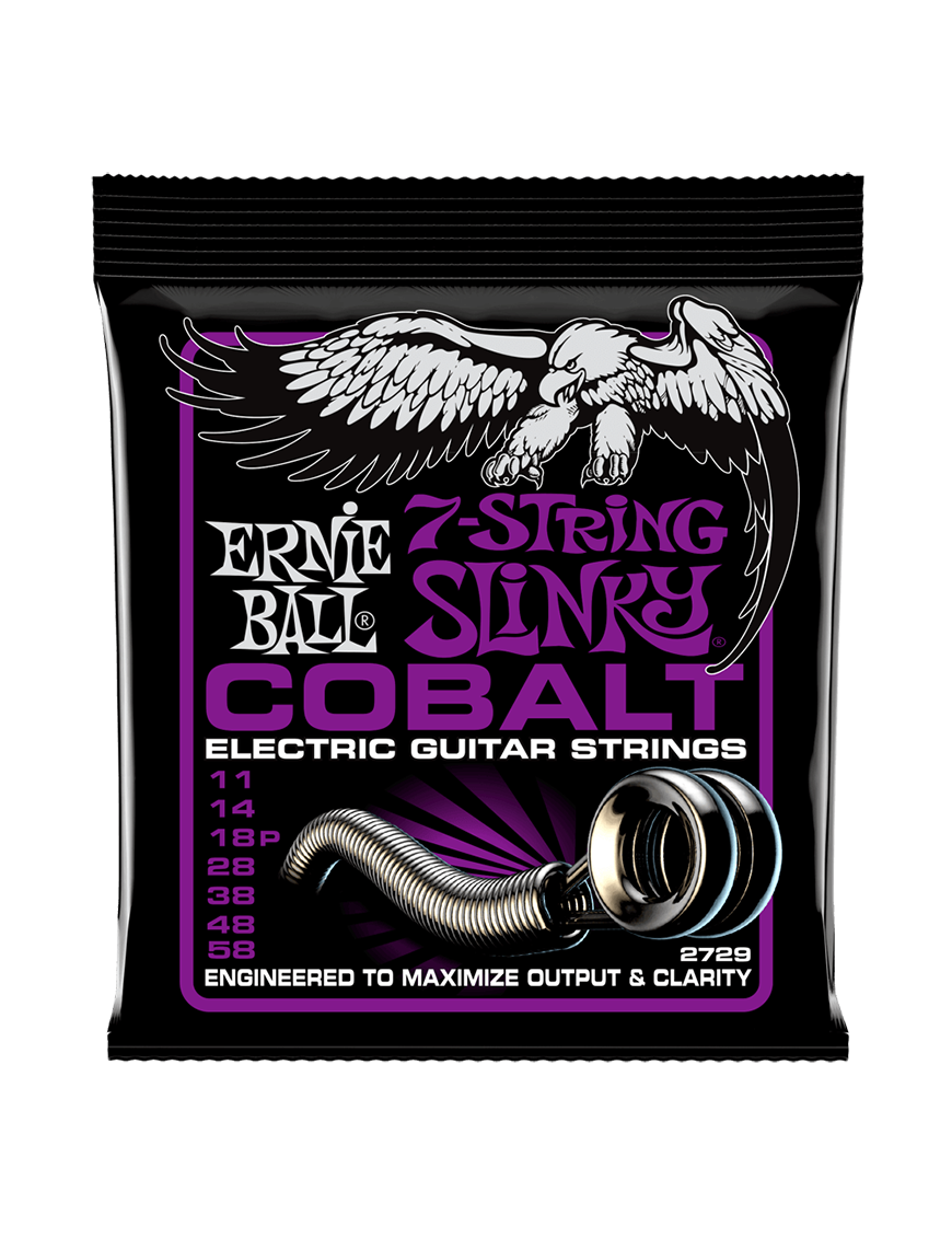 Ernie Ball® 2729 11-58 Cobalt Slinky® Cuerdas Guitarra Eléctrica 7 Cuerdas Power