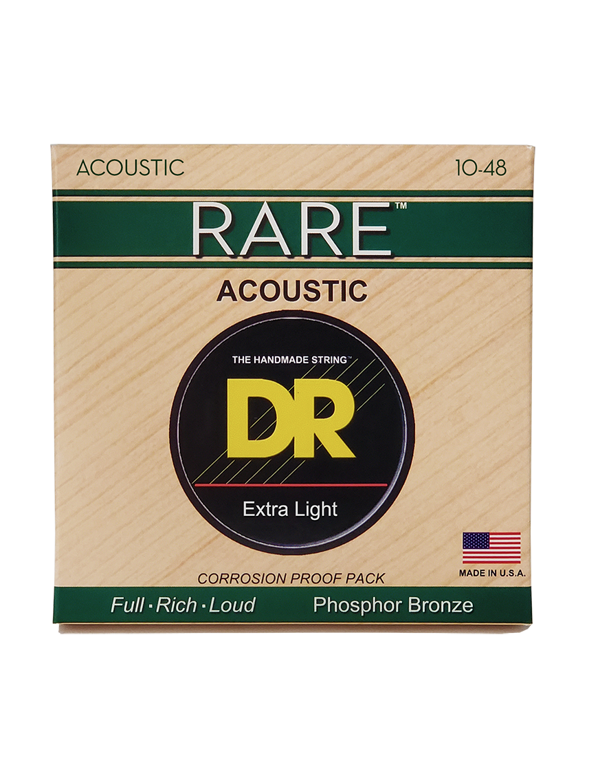 DR RARE™ RPL-10 Cuerdas Guitarra Acústica 6 Cuerdas 10-48 Extra Light Phosphor Bronze