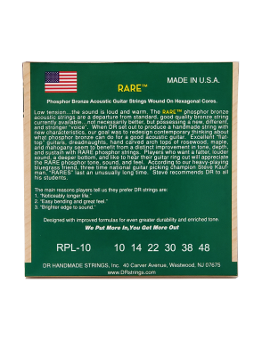 DR RARE™ RPL-10 Cuerdas Guitarra Acústica 6 Cuerdas 10-48 Extra Light Phosphor Bronze