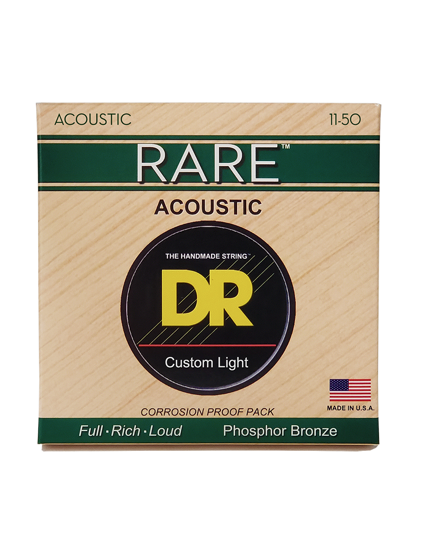 DR RARE™ RPML-11 Cuerdas Guitarra Acústica 6 Cuerdas 11-50 Custom Light  Phosphor Bronze