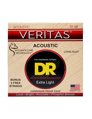 DR VERITAS™ VTA-10 Cuerdas Guitarra Acústica Folk 6 Cuerdas 10-48 Extra Light Phosphor Bronze Extra: 2 Cuerdas