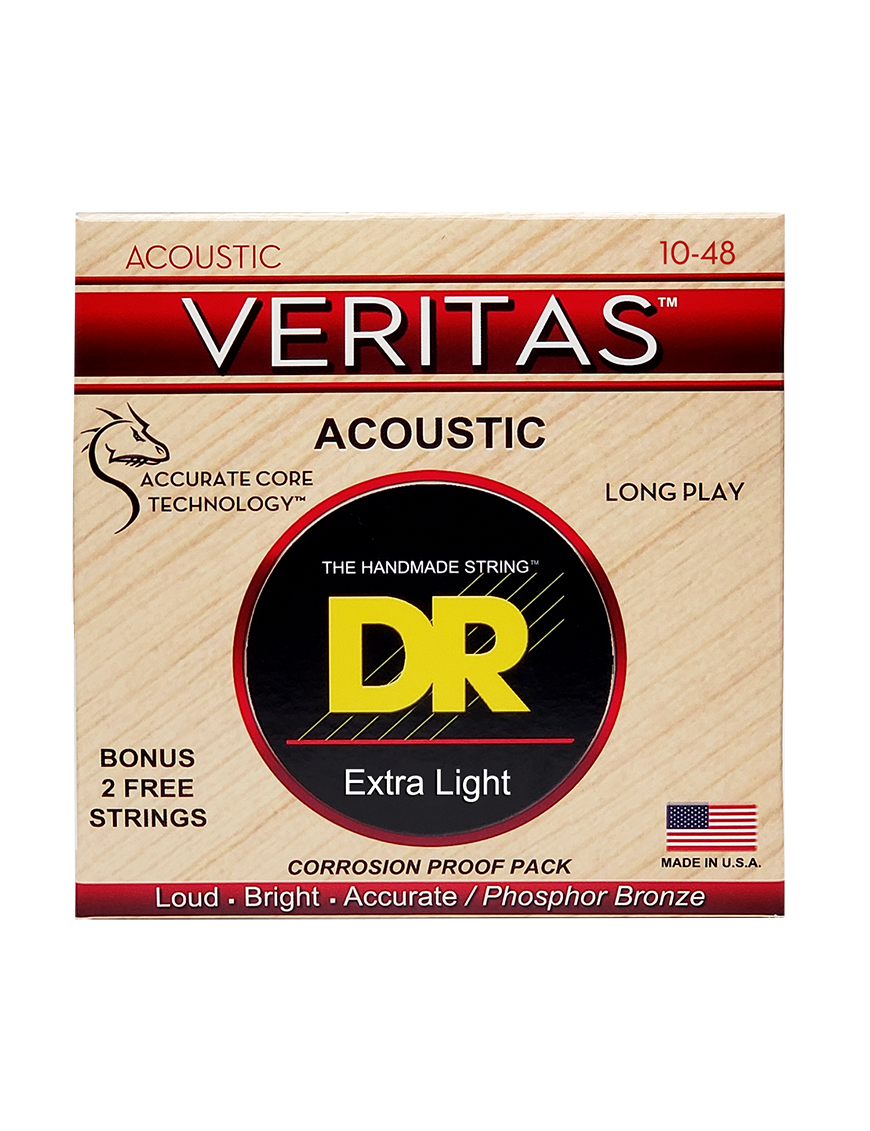 DR VERITAS™ VTA-10 Cuerdas Guitarra Acústica Folk 6 Cuerdas 10-48 Extra Light Phosphor Bronze Extra: 2 Cuerdas