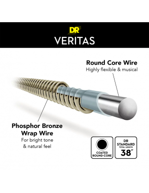 DR VERITAS™ VTA-12 Cuerdas Guitarra Acústica Folk 6 Cuerdas 12-54 Light Phosphor Bronze Extra: 2 Cuerdas