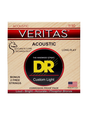DR VERITAS™ VTA-11 Cuerdas Guitarra Acústica 6 Folk Cuerdas 11-50 Custom Light Phosphor Bronze Extra: 2 Cuerdas