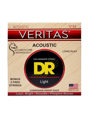 DR VERITAS™ VTA-12 Cuerdas Guitarra Acústica Folk 6 Cuerdas 12-54 Light Phosphor Bronze Extra: 2 Cuerdas