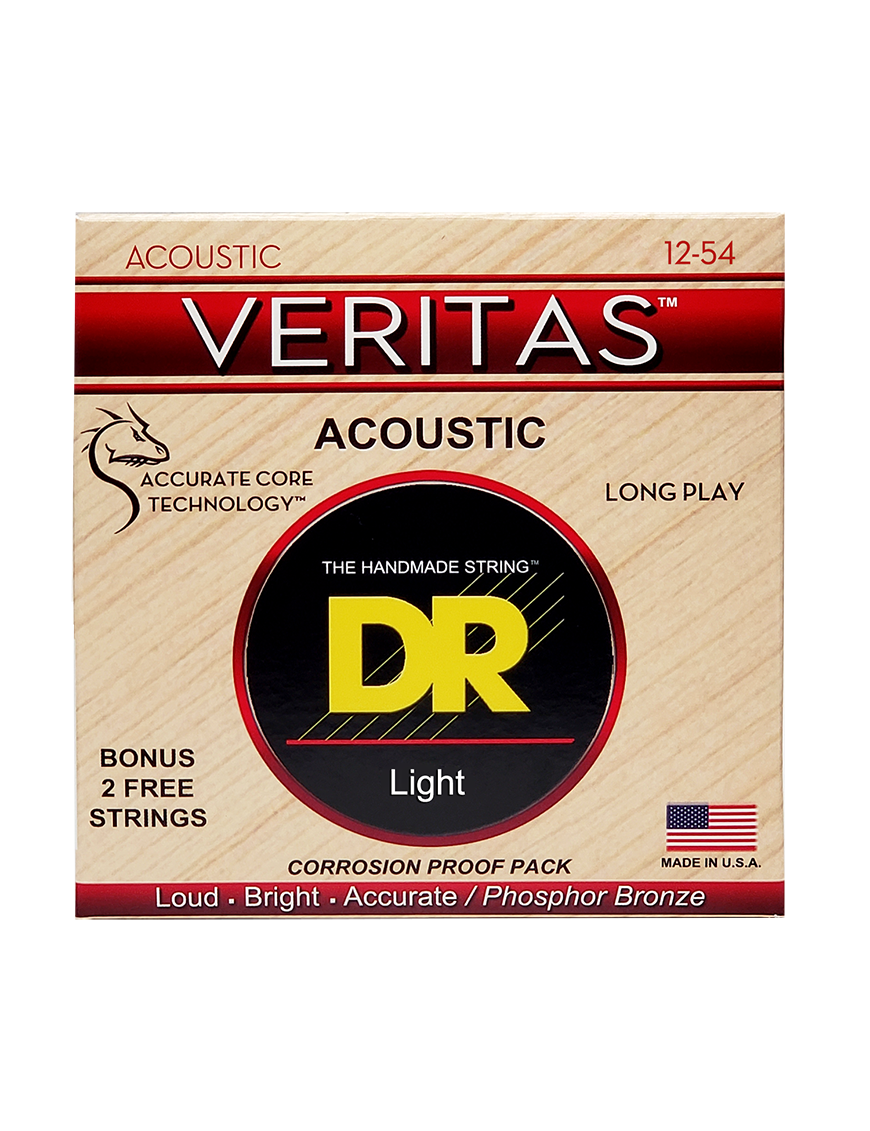 DR VERITAS™ VTA-12 Cuerdas Guitarra Acústica Folk 6 Cuerdas 12-54 Light Phosphor Bronze Extra: 2 Cuerdas