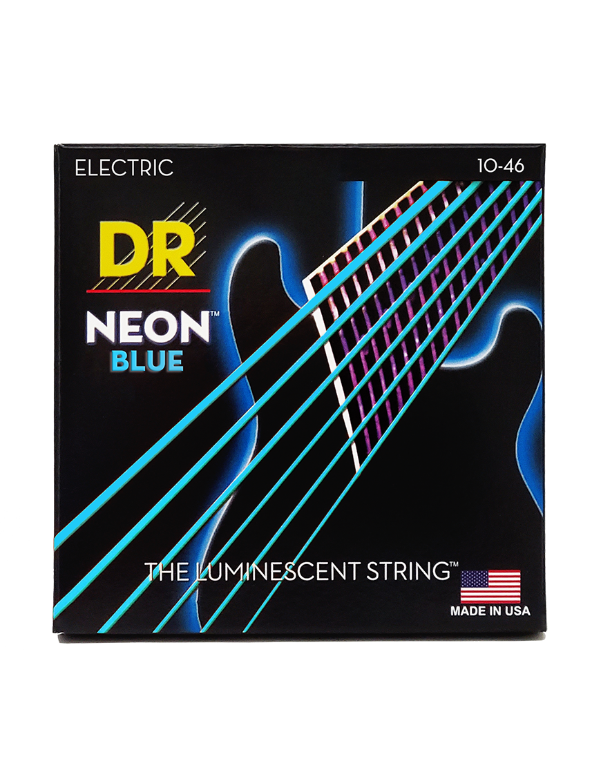 DR NEON™ NBE-10 Cuerdas Guitarra Eléctrica 6 Cuerdas 10-46 Medium Neón Blue Color: Azul