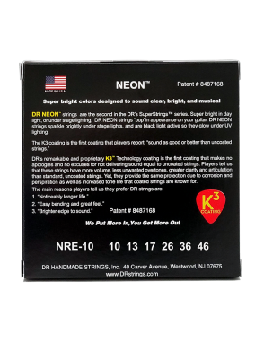 DR NEON™ NRE-10 Cuerdas Guitarra Eléctrica 6 Cuerdas Neón Red 10-46 Medium Color: Rojo