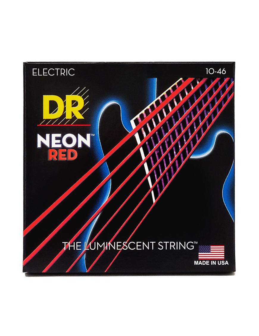 DR NEON™ NRE-10 Cuerdas Guitarra Eléctrica 6 Cuerdas Neón Red 10-46 Medium Color: Rojo