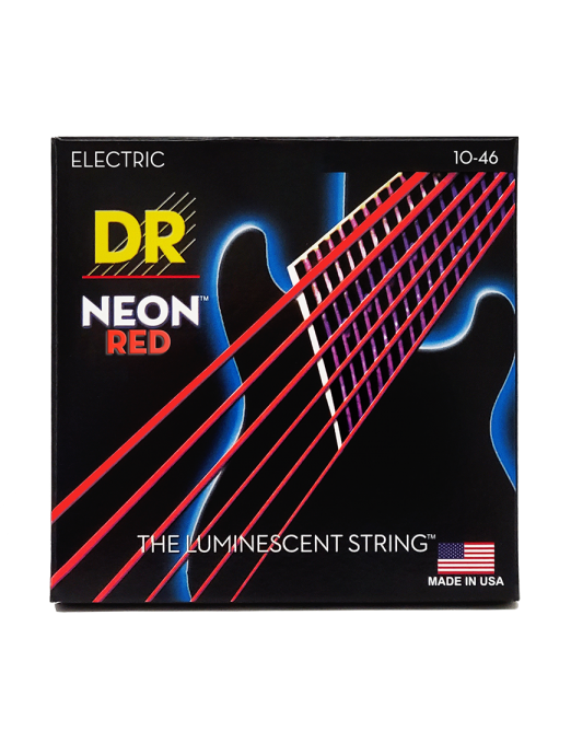 DR NEON™ NRE-10 Cuerdas Guitarra Eléctrica 6 Cuerdas Neón Red 10-46 Medium Color: Rojo