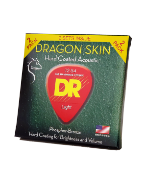DR DRAGON SKIN™ DSA2-12 Cuerdas Guitarra Acústica Folk 6 Cuerdas Pack 2Recubiertas 12-54 Light Phosphor Bronze