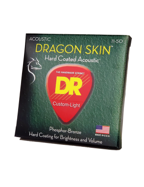 DR DRAGON SKIN™ DSA-11 Cuerdas Guitarra Acústica Folk 6 Cuerdas Recubiertas 11-50 Custom Light Phosphor Bronze