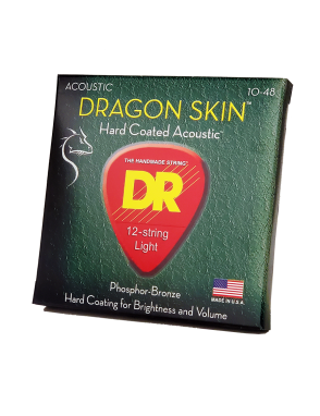 DR DRAGON SKIN™ DSA-10/12 Cuerdas Guitarra Acústica Folk 12 Cuerdas Recubiertas 10-48 Light Phosphor Bronze