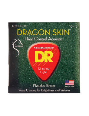 DR DRAGON SKIN™ DSA-10/12 Cuerdas Guitarra Acústica Folk 12 Cuerdas Recubiertas 10-48 Light Phosphor Bronze