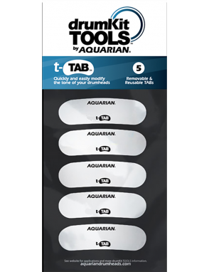 Aquarian Drumheads® t-TAB Modificador Tono Parche drumkit TOOL™  Set: 3x Clear 2x Coated