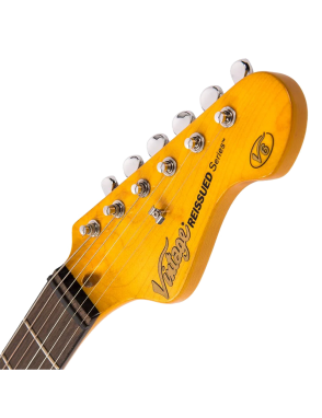 Vintage® V6 Guitarra Eléctrica SSS Tremolo Color: Boulevard Black