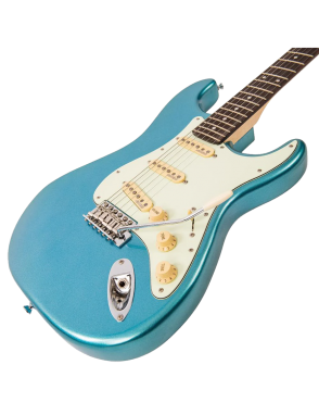 Vintage® V6 Guitarra Eléctrica SSS Tremolo Color: Candy Apple Blue