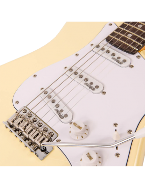 Vintage® V6 Guitarra Eléctrica SSS Tremolo Color: Vintage White