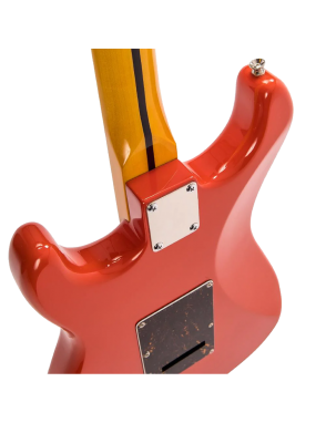 Vintage® V6M Guitarra Eléctrica SSS Maple Tremolo Color: Firenza Red