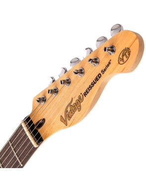 Vintage® V72 Guitarra Eléctrica Semi Hollow Hardtail Tele® Color: Flame Tobacco Burst