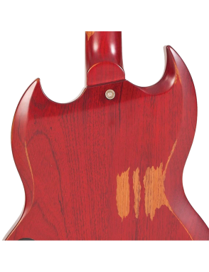 Vintage® VS6 Guitarra Eléctrica SG Gastada Color: Cherry Red